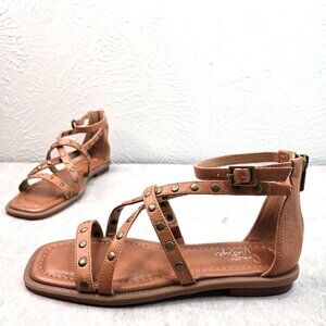 Crown Vintage Gladiator Sandals Sz 6 Brown Studded Casual Bohemian Flat Strappy
